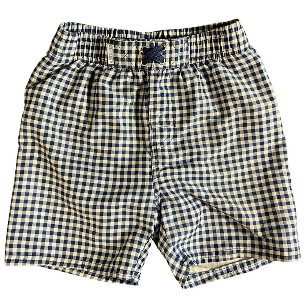 Boy's Size 6 Rugged Butts Swim Trunks Shorts Lined Drawstrings Checked Design